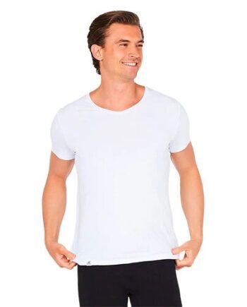 Men S V Neck T Shirt Hvid Str  S