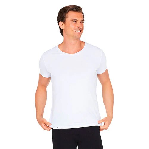 Men S V Neck T Shirt Hvid Str  S