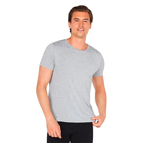 Men S Crew Neck T Shirt Lysegrå Str  S