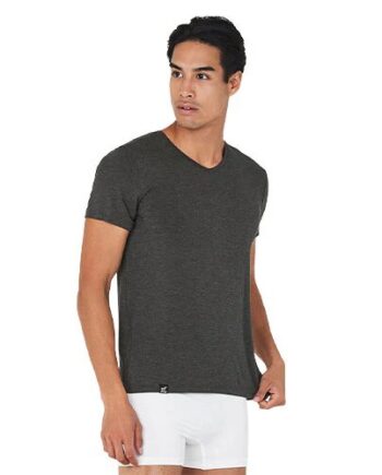 Men S V Neck T Shirt Dark Marl Str  S