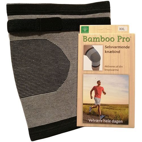 Bamboo Pro Knæbind Str: 2xl M  Velcrobånd  Selvvarmende Ekstra Støtte
