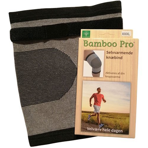 Bamboo Pro Knæbind Str: 3xl M  Velcrobånd  Selvvarmende  Ekstra Støtte