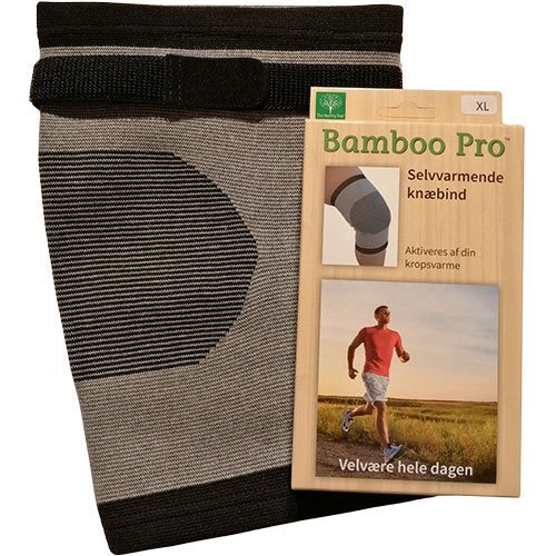 Bamboo Pro Knæbind Str: Xl M Velcrobånd  Selvvarmende Ekstra Støtte  1 Stk