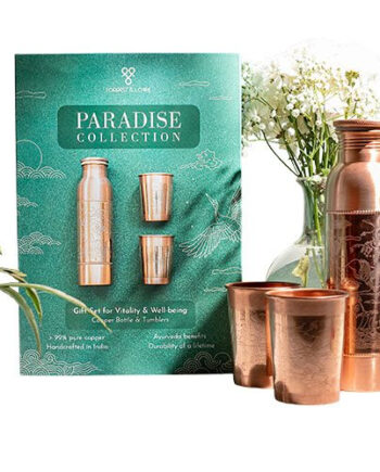 Kobber Drikkeflaske Og Krus Gavesæt Paradise  1x900ml 2x300ml