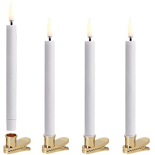 Led Mini Taper Candle W  Clip  4 Pack  1 3x13 8 Cm White