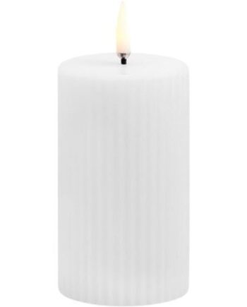 Led Pillar Candle Grooved  Smooth  5 8x10 Cm Nordic White   1 Stk