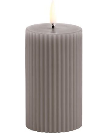 Led Pillar Candle Grooved  Smooth  5 8x10 Cm Sandstone   1 Stk