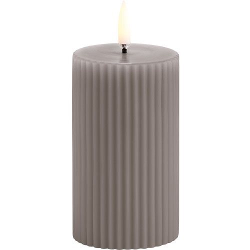 Led Pillar Candle Grooved  Smooth  5 8x10 Cm Sandstone   1 Stk
