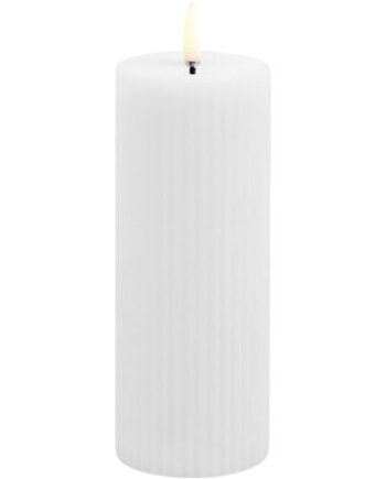 Led Pillar Candle Grooved  Smooth  5 8x15 Cm Nordic White   1 Stk