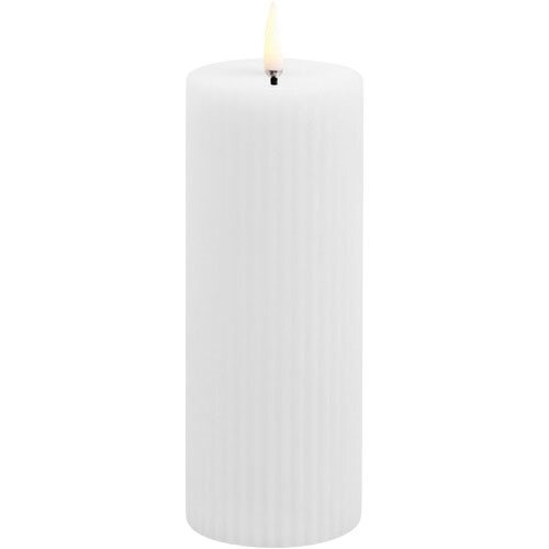 Led Pillar Candle Grooved  Smooth  5 8x15 Cm Nordic White   1 Stk