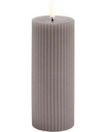 Led Pillar Candle Grooved  Smooth  5 8x15 Cm Sandstone   1 Stk
