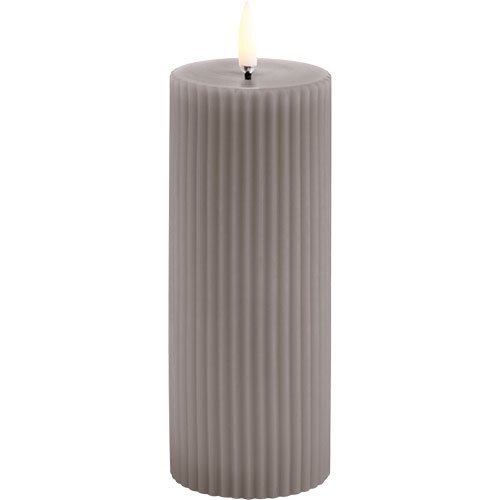 Led Pillar Candle Grooved  Smooth  5 8x15 Cm Sandstone   1 Stk