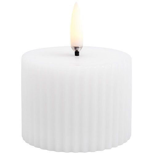 Led Pillar Candle Grooved  Smooth  5 8x4 5 Cm Nordic White   1 Stk