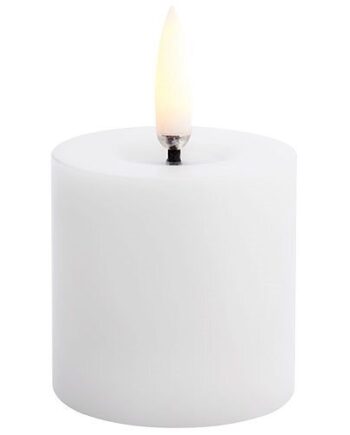 Led Pillar Melted Candle  Smooth  5x4 5 Cm Nordic White   1 Stk