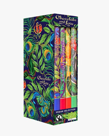 Chocolate And Love Library Box Vegan Chokolade 4 Var  ø Panama Rich Dark Mint   Orange  Bull  320g