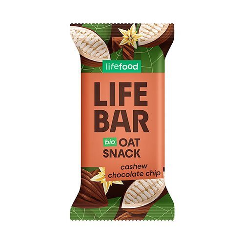 Lifebar Havre Snack Cashew Chocolate Chip økologisk   40 Gram