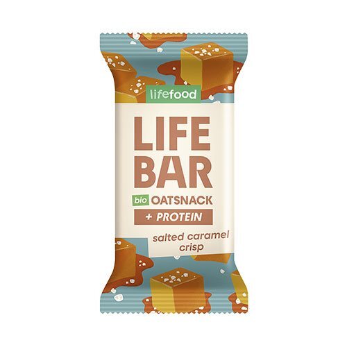 Lifebar Havre Snack Protein Salted Caramel Crisp økologisk   40 Gram
