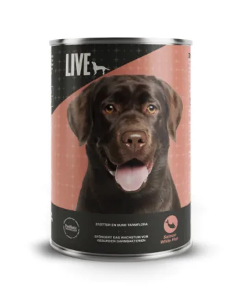 Live Dog Vådfoder Med Laks Hvid Fisk   395 Gram