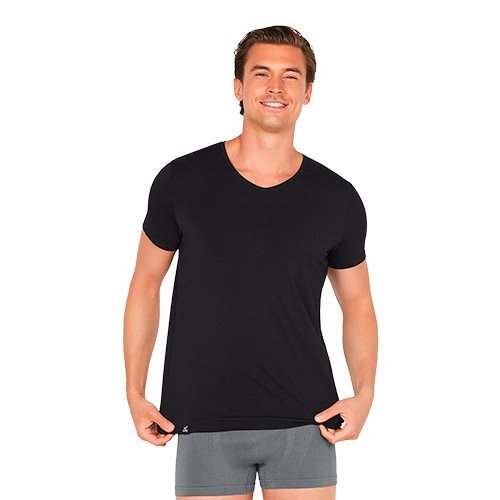 T Shirt Herrer V Hals Sort Str  M