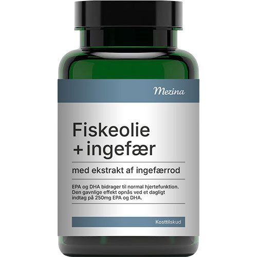 Mezina Fiskeolie Med Ekstrakt Af Ingefærrod   90 Kapsler