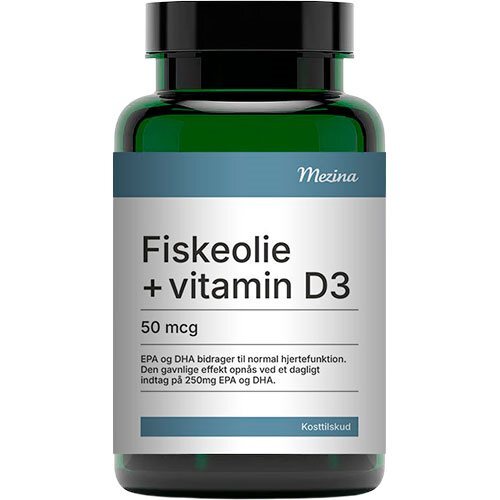 Mezina Fiskeolie Med Vitamin D3   50 Mcg   160 Kapsler