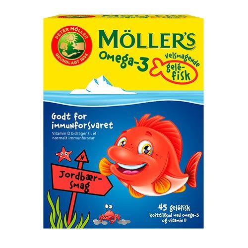 Møllers Omega 3 Fisk Jordbær   45 Gum