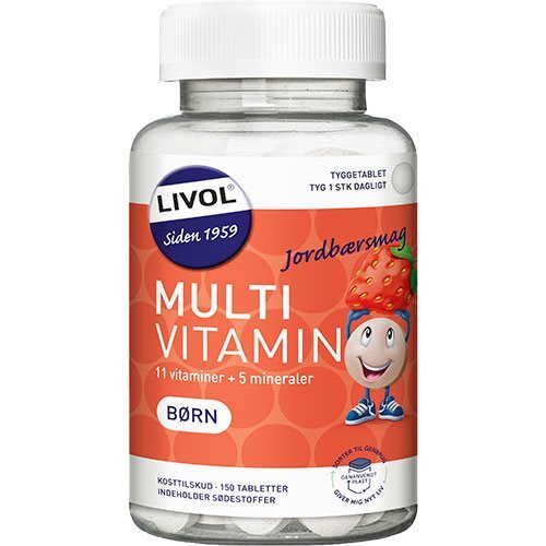 Multi Total Børn  Jordbær  Livol   150 Tabletter