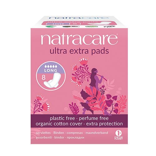 Natracare Ultra Extra Bind Long Og M  Vinger  øko  8 Stk