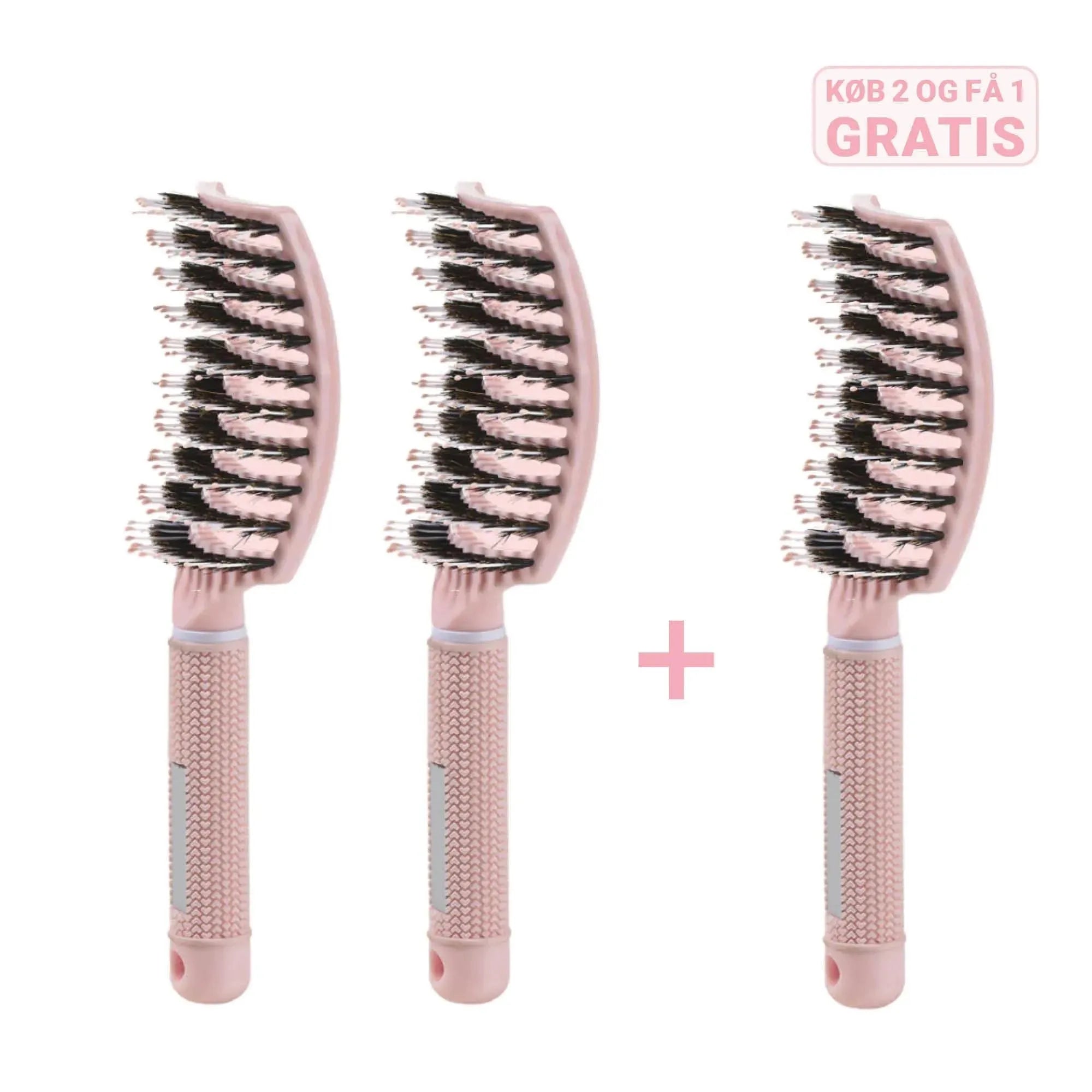 Curved Paddle Brush Køb 2 Stk  Få 1 Stk Gratis   2 Stk Lyserød   1 Stk Gratis