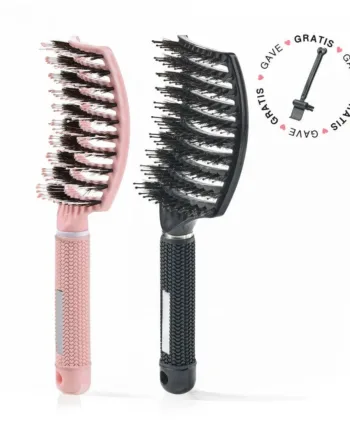 2 Stk  Curved Paddle Brush   Gratis Gave   Lyserød   Sort  Spar 12    Gratis Cleaning Brush