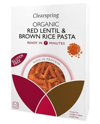 Røde Linser   Brune Ris Fusilli økologisk   250 Gram