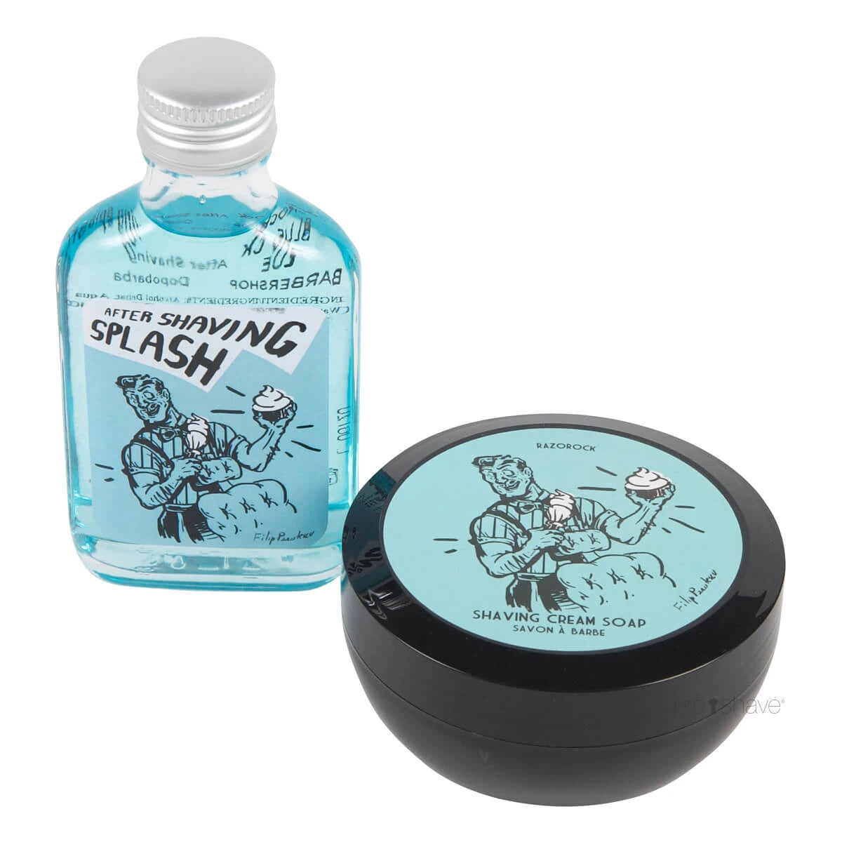 Razorock Blue Barbershop Sæt  Barbersæbe Og Aftershave