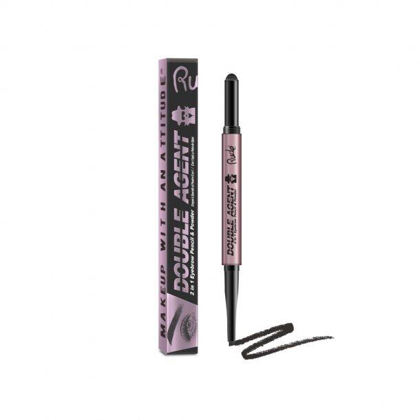 Rude Cosmetics Double Agent   2 In 1 Eyebrow Pencil   Powder   Black Brown
