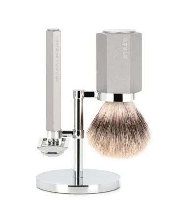 M? Hle Shaving Mark Braun Barbersæt Med De Skraber  Barberkost Og Holder  Hexagon  Sølv Aluminum