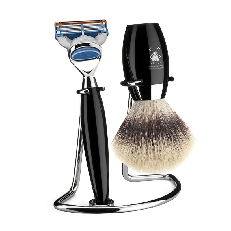 M? Hle Shaving Barbersæt Med Skraber  Barberkost Og Holder  Kosmo  Sort Kunstharpiks
