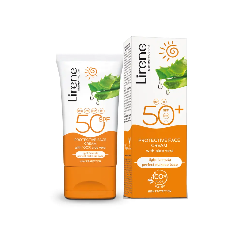 Lirene Solbeskyttende Ansigtsemulsion Med Aloe Vera Spf 50  50ml