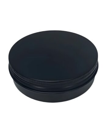Aluminiumsbøtte 50 Ml Sort  Diameter 59 Mm  Højde 27 Mm  Lakbelagt   Hedenhus   Skumpude I Låg  Velegnet Til Cremer