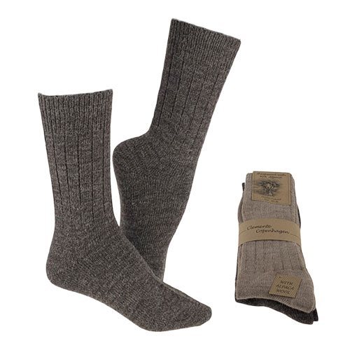 Clemente Strømper Brun   Beige Str  35 38 2 Pak Alpaka Strømper Tynde