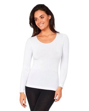 Boody T Shirt Dame Langærmet Hvid Str  L Rund Hals  1stk