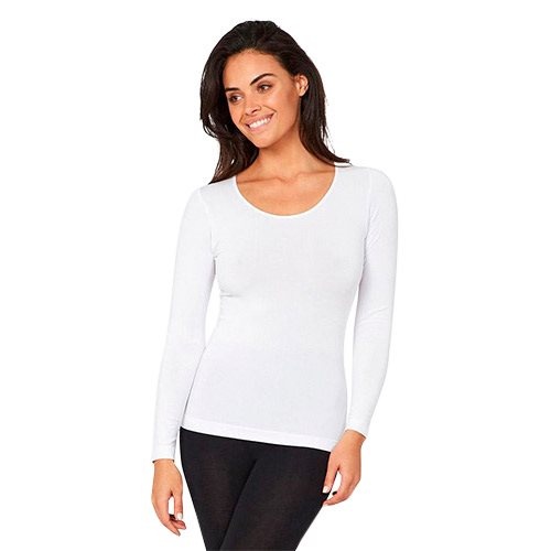 Boody T Shirt Dame Langærmet Hvid Str  L Rund Hals  1stk