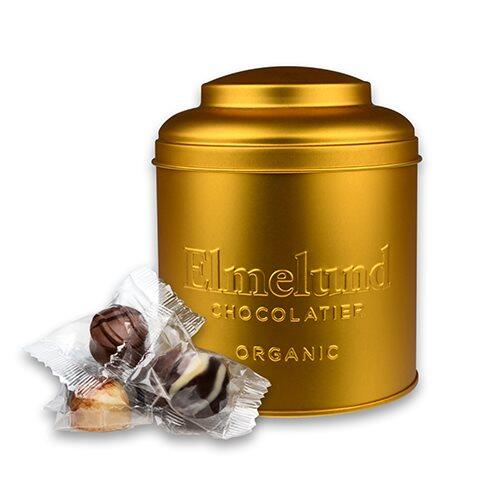 Elmelund Tin Guld 15 Stk Ass  Fyldte Chokolader ø  150g