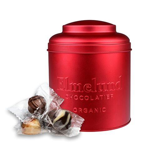 Elmelund Tin Rød 15 Stk Ass  Fyldte Chokolader ø  150g