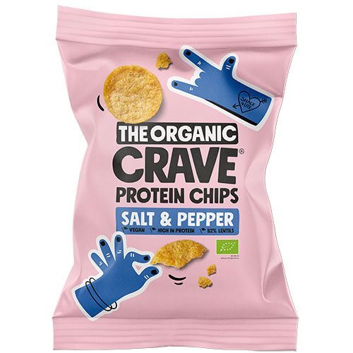 Veganske Protein Chips M  Salt   Pepper økologiske   75 Gram