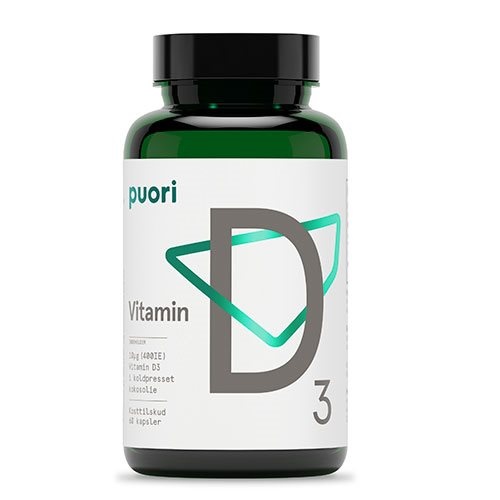 Vitamin D3 10mcg I Kokosolie Puori   60 Kapsler