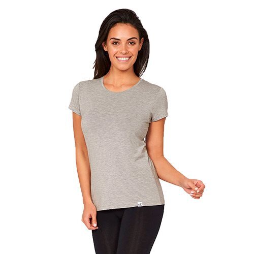 T Shirt Dame Lys Grå Str  S Rund Hals