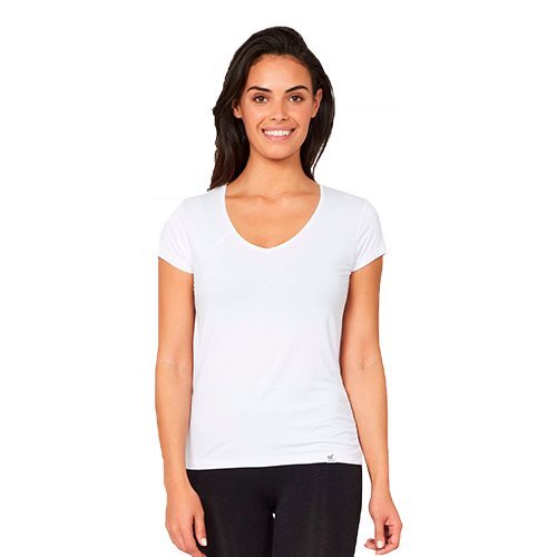 T Shirt Dame Hvid Str  Xl V Hals