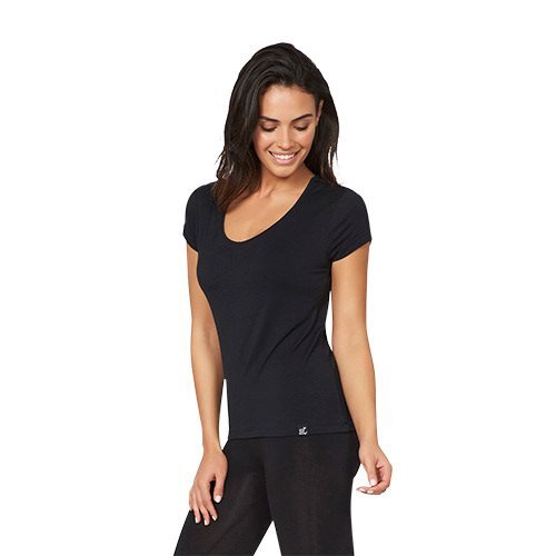 T Shirt Dame Sort Str  Xl V Hals