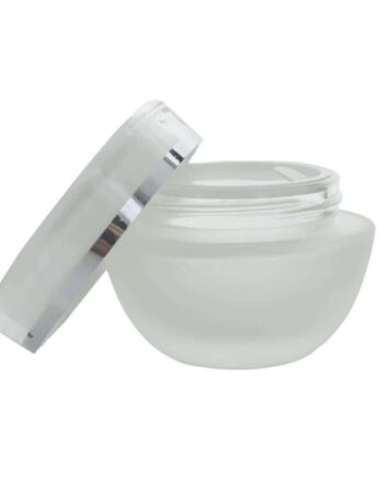 Glas Cremebøtte 50 Ml Mat Glas  Klart Låg Med Sølvkant  Indvendig Dækskive   Hedenhus   Giftfri  Genanvendelig Pp Plast