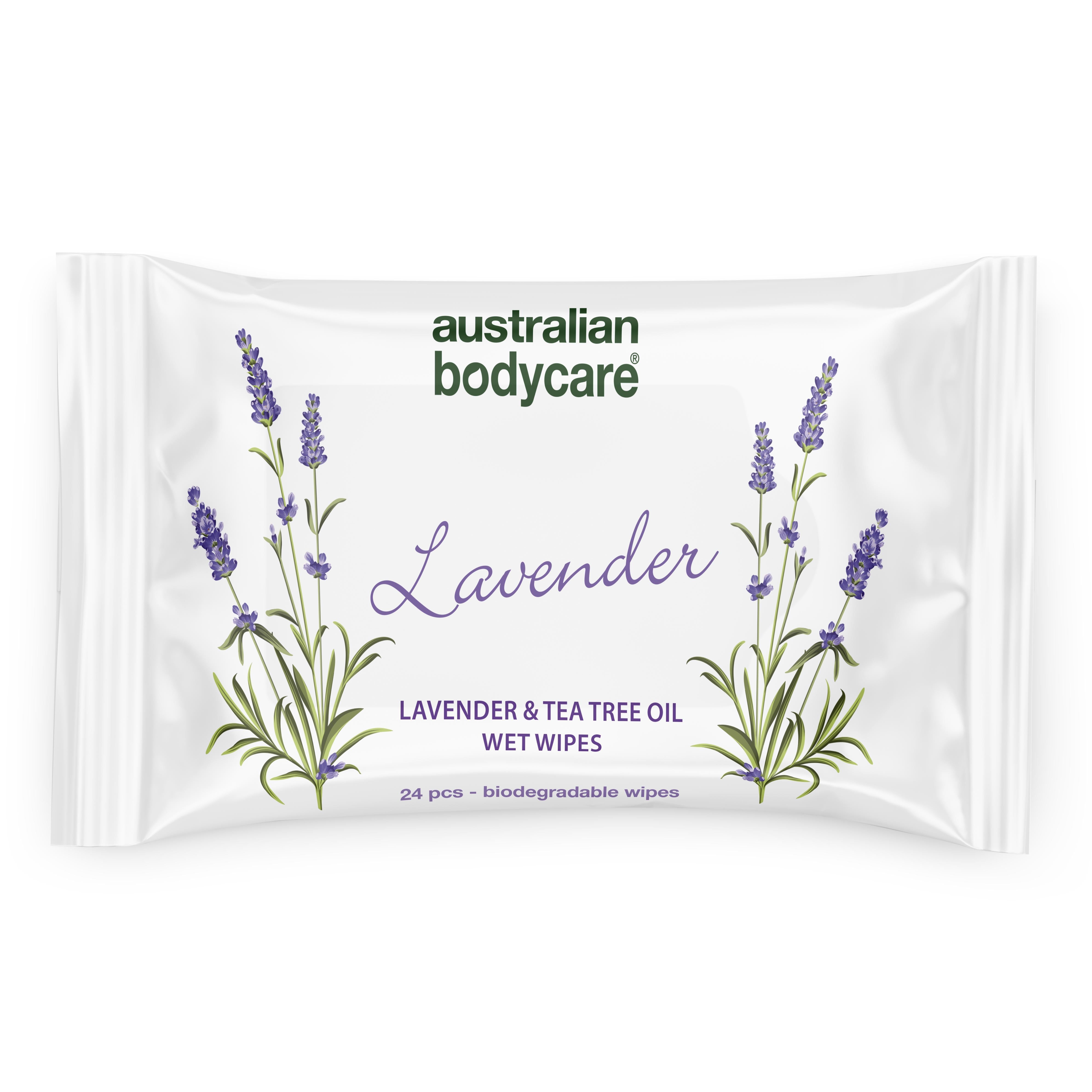 Vådservietter Med Lavendel   Tea Tree Oil 24 Stk  ?  Til Rens Og Fugtpleje Af Ansigt Og Krop   1 Stk