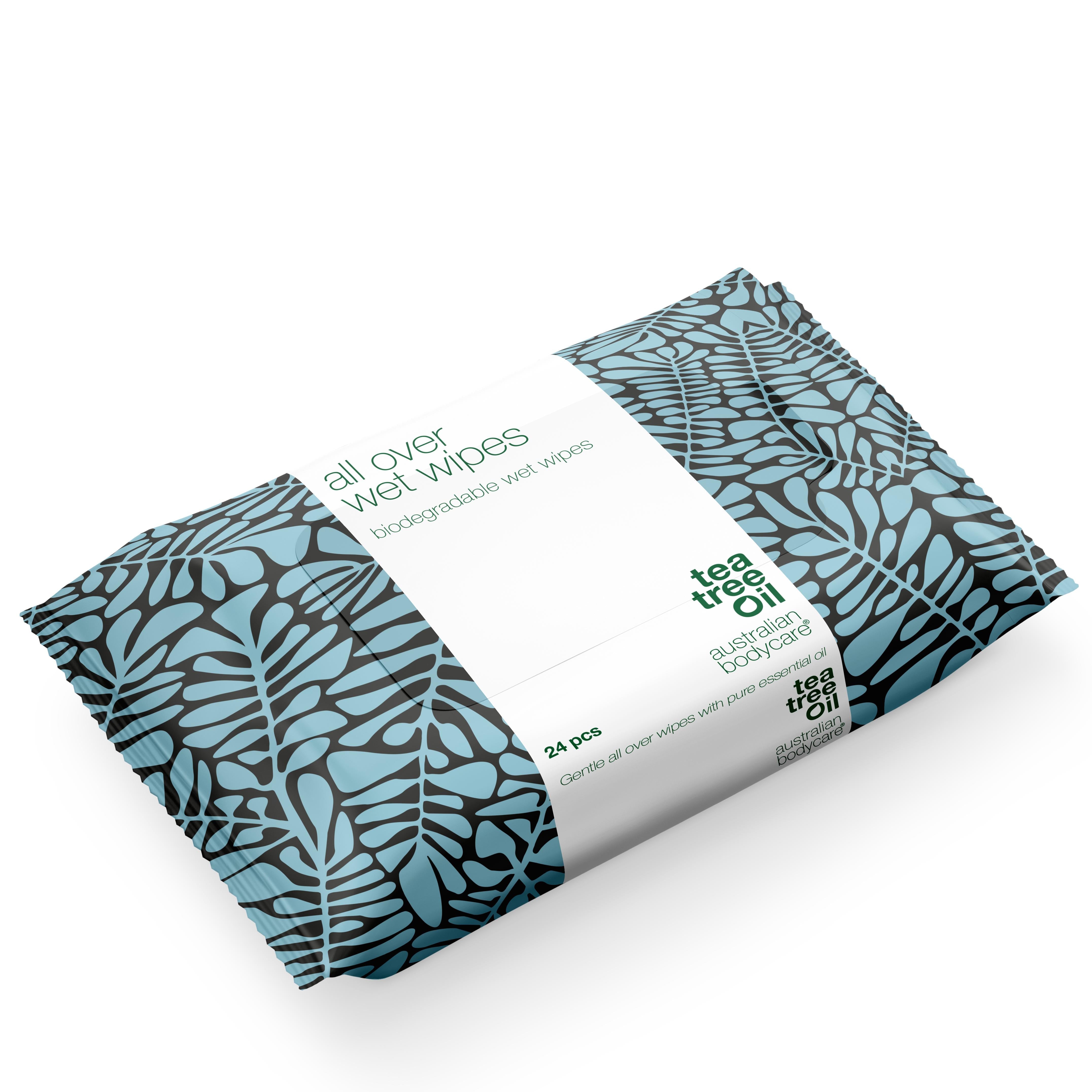 Vådservietter Med Tea Tree Oil  24 Stk  ?  Bionedbrydelige  Renser Og Opfrisker Effektivt Huden På Kroppen   1 Stk